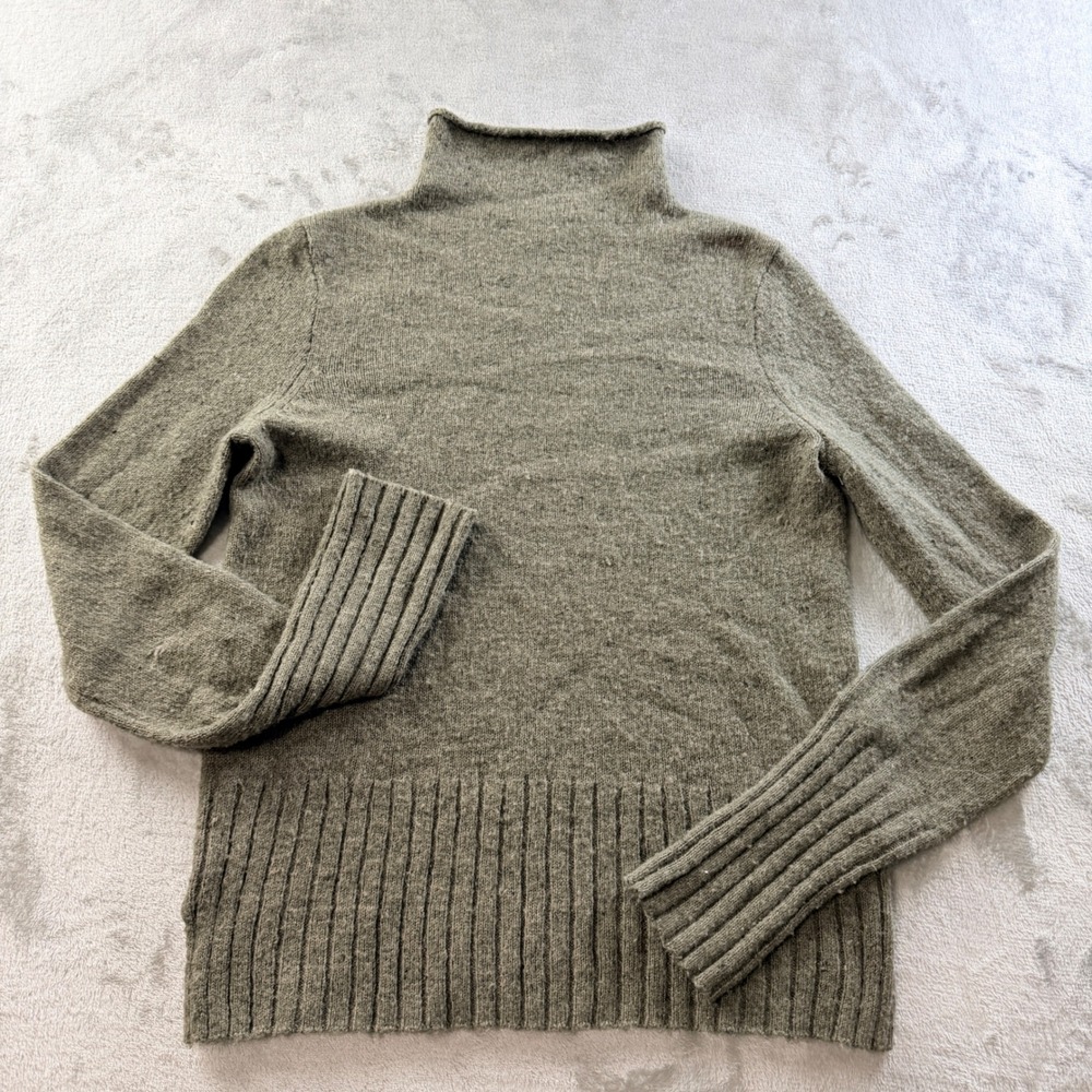 Madewell Women's XS Olive Green Wool Blend Mock Neck Turtleneck Ribbed Sweater